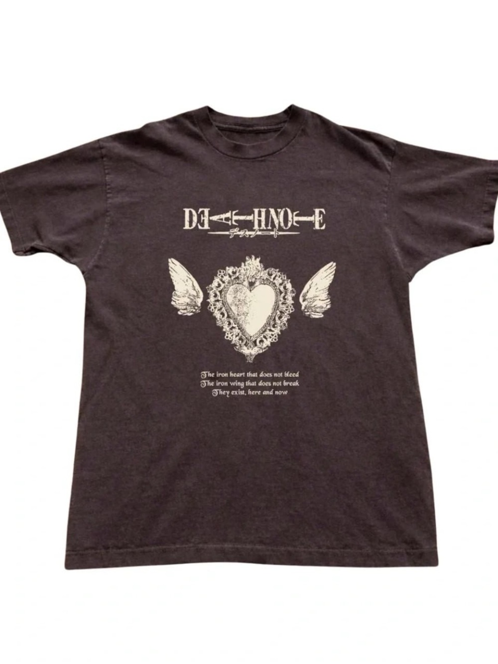Gildan Brown Death Note Heart Graphic Tee